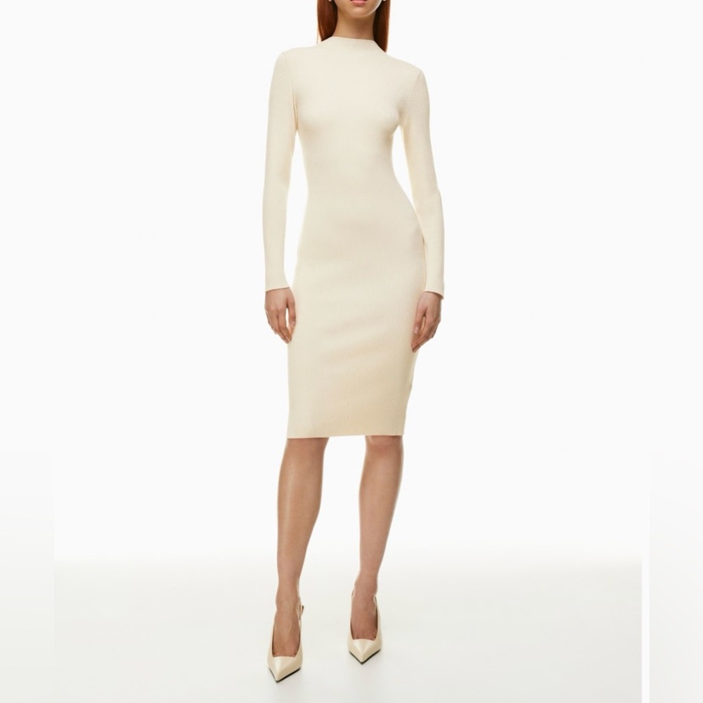 Babaton Cream Long-Sleeve Midi Dress